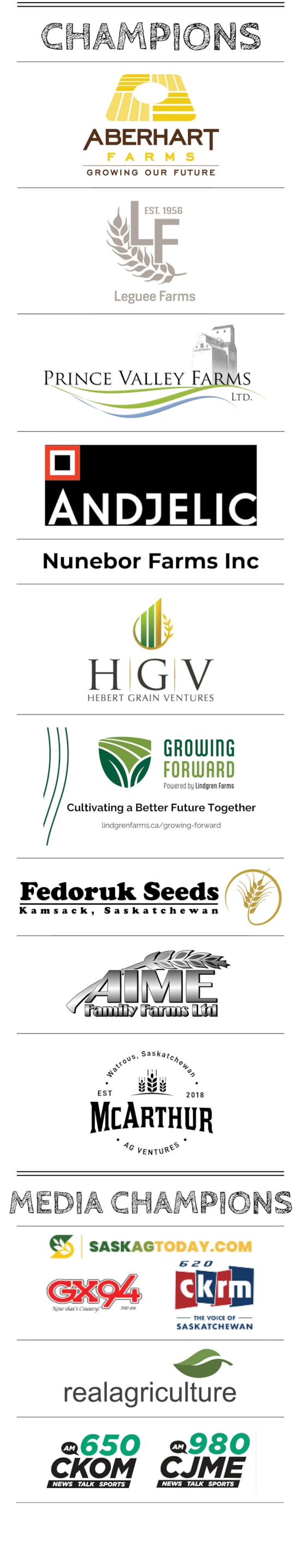 Farmers who champion the Acres for Education fundraising campaign.